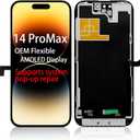 Fixes System Pop-UpsOEM Grade Quality For iPhone 14 Pro Max Screen Replacement, 6.7 Inch AMOLED Display with ProMotion 120Hz, Includes 3D Touch lcd Digitizer, Repair Tools and Protective Film