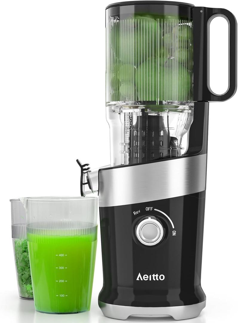 Cold Press Juicer, Aeitto Juicer Machines For Whole Fruits, Large Feed Chute, Juice Extractor