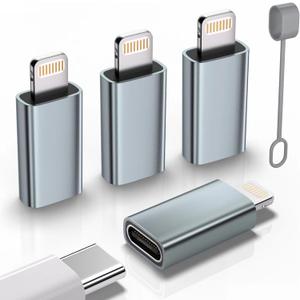 USB C Type C to Lightning Adapter 4 Pack 1.8-2.2A 15W Fast Charging Support Data Sync,Lightning to USB Type C Cable Adapter for iPhone/iPad/for Airpods,with Anti-Lost Loop,Not for Audio/OTG