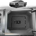 BestEvMod Center Console Safe LockBox Compatible with Tesla Cybertruck 2024+ Pickup Gun Safe Vault Console Storage Interior Organizer Security Anti-Theft (Biometric Fingerprint)