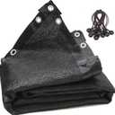 90% Black 6ft x 14ft High Density Fabric Shade Sun Shade Cloth Shade Mesh Canopy Taped Edge with Grommets for Garden Patio, 12pcs Bungee Balls Ropes Included