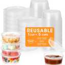AIEVE 2 oz Reusable Jello Shot Cups with Lids, 50 Pack Heavy Duty Portion Containers, Plastic Small Souffle Cups for Party Household, Portion Control, Meal Prep, Salad Dressing, Sauce Dipping
