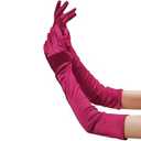 VIBILIA Long Opera Gloves for Women, 1920s Satin Tea Party Glove Costume, Stretchy Adult Size Wedding Bridal Dress Gloves