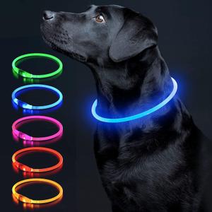 Colaseeme LED Dog Collar Light Up Dog Collars 1 Count USB Rechargeable TPU Glow Safety Basic Dog Collars, Please Do Not Use Fast Charging (Blue)