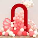 LEBENGURU Upgraded 7.2FT Open Arch Backdrop Cover, Red Spandex Fitted Round Top Wedding Arches, Double-Sided U-Shaped Arch Chiara Stand Covers for Birthday Party Baby Shower Banquet Balloon Dcor