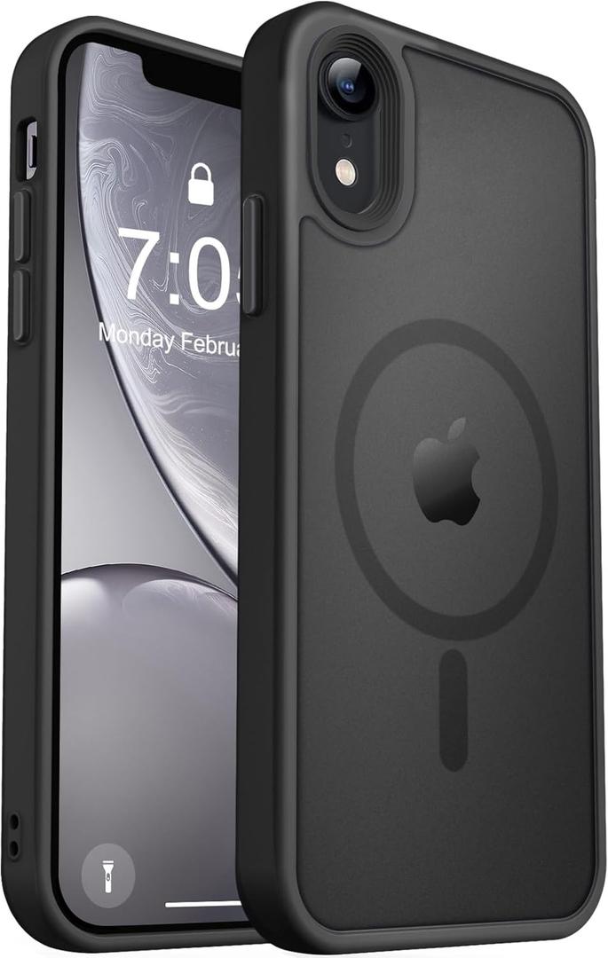 MOCCA Strong Magnetic for iPhone XR Phone Case, [Compatible with Magsafe][Mil-Grade Drop Protection] Slim Thin Translucent Matte Protective Cover Case for iPhone XR Case 6.1'', Black