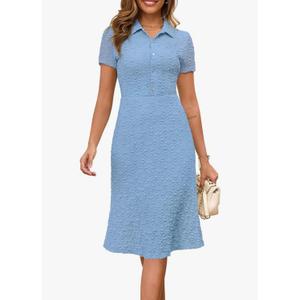 Annebouti Womens 2025 Spring Summer Short Sleeve Elegant Lace Button Down Semi-Formal Work Business Casual Midi Dress Size Medium Annebouti Womens 2025 Spring Summer Short Sleeve Elegant Lace Button Down Semi-Formal Work Business Casual Midi Dress Size Medium