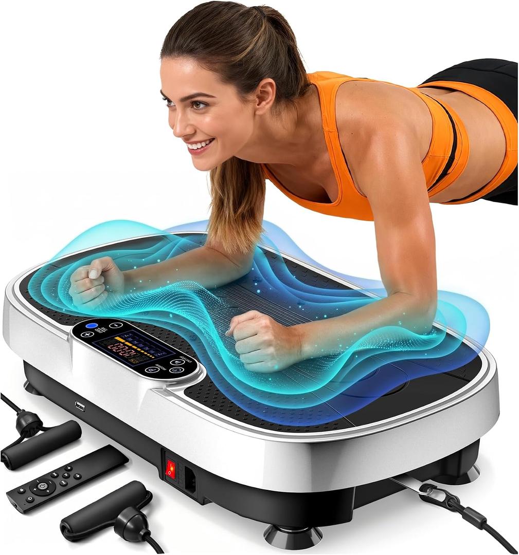 Renoj Vibration Plate Exercise Machine - 455 Lbs Full Body Vibrating Platform with Bluetooth Audio and LED Screen - Lymphatic Drainage and Weight Loss Shaker for Home Gym and Office Workout