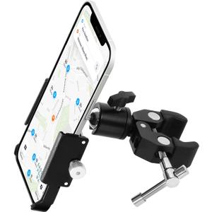 Phone Holder with Clamp for Golf Cart, All Metal Universal Phone Holder Handlebar Mount Clamp for Golf, Stroller, Bicycle, Bike, Wheelchair