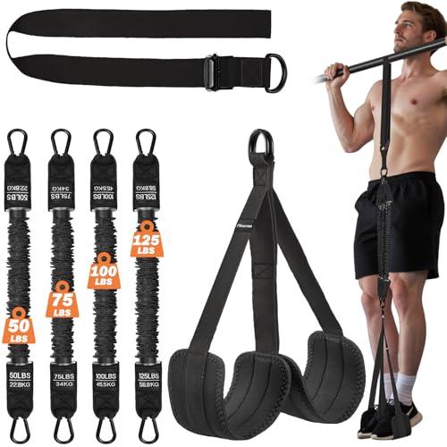 Pull Up Assistance Bands 50-350lbs, Heavy Duty Pull Up Workout Band with Feet Rest, Resistance Band for Pull Up Bar Bands, Pull Up Assist Band Strength Training Workout Equipment, Height Adjustable