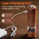 Electric Salt and Pepper Grinder Set Rechargeable Automatic Salt and Pepper Shakers with Adjustable Coarseness, LED Light, One-Hand Operation Salt and Pepper Shakers Set (Wood Grain)