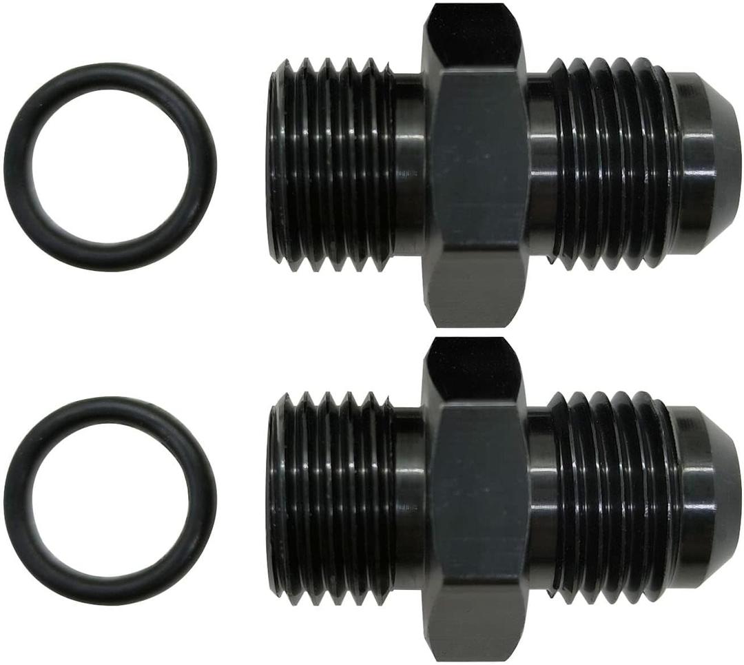 YSIL 6AN Male Flare to 8AN ORB Fitting Adapter O-ring BOSS Fuel Pump Rail Connector Aluminum Black 2PCS