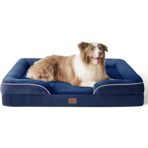 Bedsure L Plus Orthopedic Dog Bed for Large Dogs - Washable Dog Cat Bed Waterproof, L Plus Big Comfort Dogs Couch Sofa with Washable Removable Cover, Pet Bed with Nonskid Bottom, Blue Navy, 38"