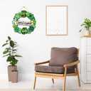 5 x St. Patrick's Day Decorations Wooden Shamrock Wreath for Front Door Welcome Sign, Farmhouse St. Patrick's Decor Welcome Door Hanging Sign Outdoor Indoor Shamrock Clover Spring Wall Home Decor