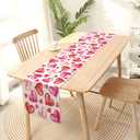 Sunwer Valentine's Day Watercolor Table Runner Red Heart Wedding Anniversary Party Decoration Home Kitchen Dining Room Decor 72Inches Long