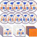 Graduation Decorations 2026,Orange and Blue Graduation Plates and Napkins 2026,200pcs Class Of 2026 Party Decorations Tableware for Graduation Party Supplies,Serve 50 (Orange and Blue)