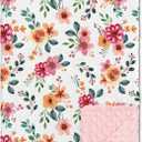 Nialnant Floral Baby Blankets for Girls, Super Soft Plush Baby Girl Blanket, Double Layer Dotted Backing Toddler Blanket, Machine Washable Newborn Blankets Nursery Decor (Flower)