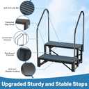 Rv Steps with Handrail 2 Step, Hot Tub Steps with Anti-Slip Mats, Heavy Duty Metal Mobile Home Stairs, Camper Steps for Travel Trailer,Portable Step Ladder for Spa, Pool and Porch