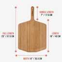 Chef Pomodoro Wooden Pizza Peel 14 inch, Homemade Wood Pizza Paddle, Board with with Handle, Indoor and Outdoor Oven Accessories, Spatula Gourmet Prep Shovel for Launching and Serving Pies and Bread