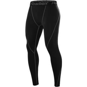 Roadbox Mens Compression Pants Running Tights, Performance Sports Workout Leggings, Athletic Base Layer for Gym Basketball (Black, S)