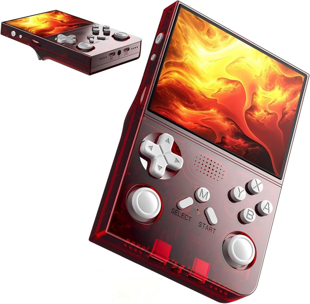 R40 Retro Handheld Game Console  3.5 Inch IPS Screen, 128GB Storage, Portable Arcade Gaming Device, 3000mAh Battery, TypeC Charging, Red