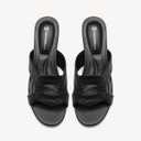 NEWBELLA Round Toe Womens Sandals, Open Toe Heeled Mules for Wide Feet (Black, Adult, Women, 7, Numeric, US Footwear Size System, Medium)