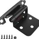 HOSOM 10 Pack 1/2'' Overlay Cabinet Hinges Black Cabinet Door Hinges for Kitchen Cabinet Doors, Flush Face Mount Self Closing Cabinet Hinges with Door Bumper