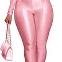 Womens Sexy 2 Piece Outfits Off Shoulder Deep V Neck Tops Slit Hem Flare Pants Sparkly Jumpsuit Set Clubwear (Small, Pink)