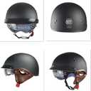 Motorcycle Half Helmet with Retractable Inner Sun Shade Quick Release Buckle DOT Approved Half Face Cycling Helmets for Men Women Adult (Black, XL)
