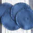 Fennco Styles Handwoven Fringe Boho Placemats 15" Round, Set of 4 - Navy Blue Braided Texture Table Mats for Home, Dining Room, Banquets, Family Gathering and Special Occasion