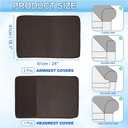 uxcell 3 PCS Armrest Covers, Couch Arm Cover Furniture Protect Slide Recliner Chair Armchair Covers with Side Storage Pocket for Sofa Recliner, Coffee