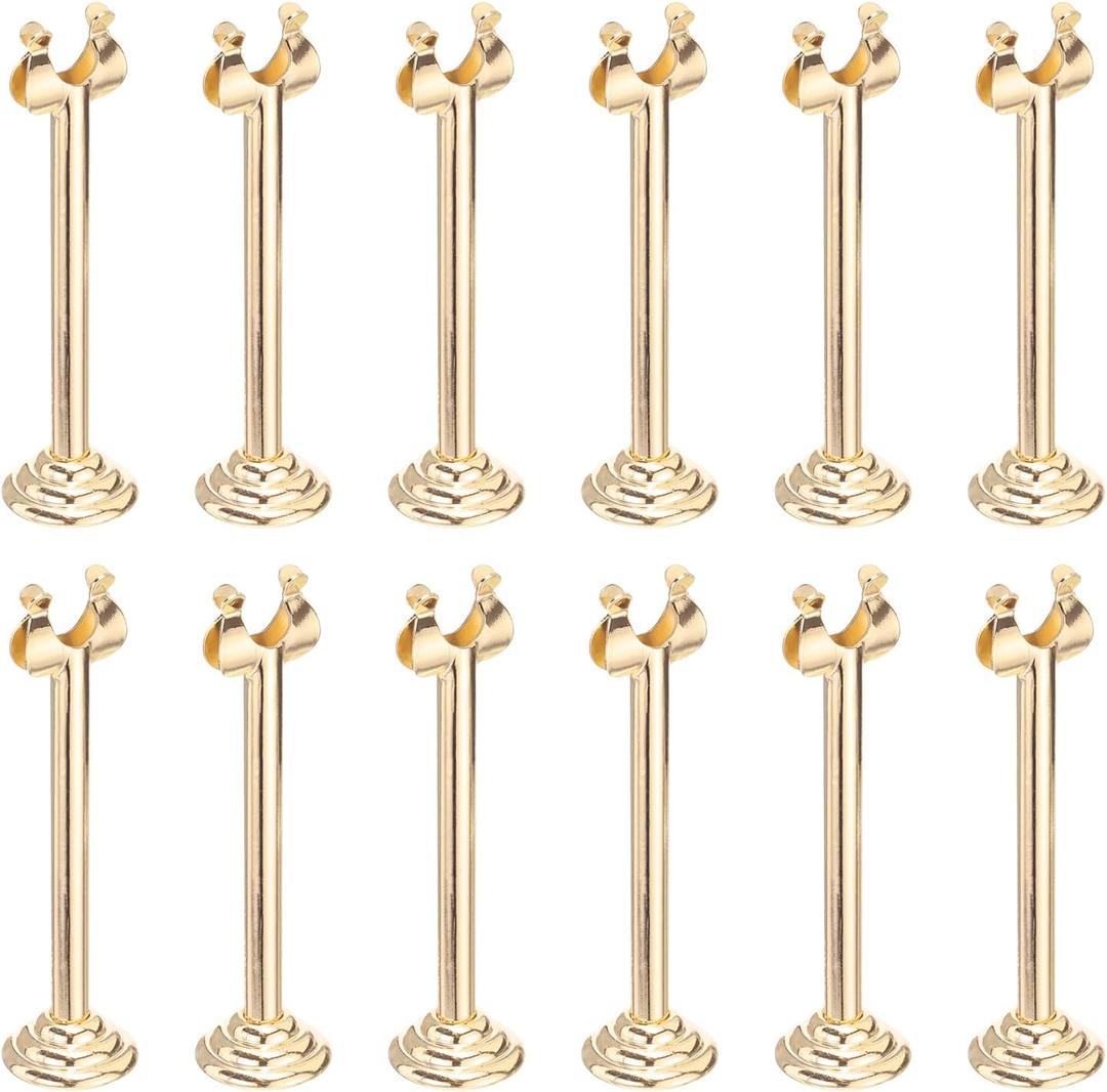 MECCANIXITY 12Pcs Table Number Holder 3.15 Inch Place Card Holder Picture Holders Gold Table Sign Holders for Wedding Anniversary Birthday Party