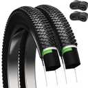 Mountain Bike Tires 26x1.95 Inch 2-Pack - Puncture-Resistant & Wear-Resistant Foldable Hybrid Tires with 2 Inner Tubes & Levers, Aggressive Tread for Trail, Commuter, Off-Road (26x1.95-30TPI)