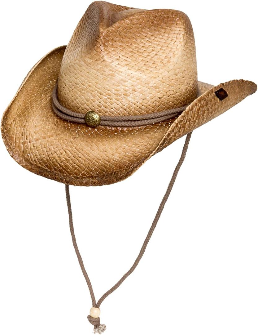 Peter Grimm Straw Round Up Cowboy Hat Stylish and Versatile Straw Hat for Men and Women - One Size