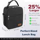 Femuar Lunch bag for Men Women Adults Small for Office Work Picnic - Reusable Portable Lunchbag, Black