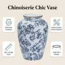 Blue and White Chinoiserie vase - Vintage Ceramic vase with Antique Design, Perfect for Chinoiserie Home Decor 9in Flower vase04