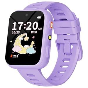 BIGGERFIVE Smart Watch for Kids with Dual Cameras, 30 Puzzle Games, Video & Music Player, Audiobooks, Flashlight, Pedometer, Calculator, Educational Toys Birthday Gifts for Girls Ages 4-10 Lilac