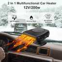 Car Heater, 200W 12V Portable Windshield Defogger and Defroster2 in 1 Modes Fast Heating &Cooling Fanswith Cigarette Lighter Plug 360 Degree Rotary Base (Black)