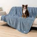 PetAmi Fluffy Waterproof Dog Blanket for Bed Large Dogs, Soft Warm Pet Sherpa Throw Pee Proof Couch Cover, Reversible Cat Blanket Sofa Crate Kennel Protector, Washable Mat (Dusty Blue, 60x80)