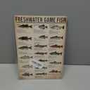 Smilelife Boy's Fishing Gifts Vintage Fresh Water Gamefish Knowledge Tin Sign for Man Cave Boys Hunting Room Bedroom Lake House Cabin Wall Art Decor 8x12 Inch (3069)