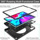 Case for 10.9-inch iPad Air 5th/4th Generation (2022/2020)/iPad Pro 11-inch 3rd/2nd/1st Generation with Built-in Screen Protector, 360 Rotating Stand, Hand Strap & Three Layer Cover (Black)