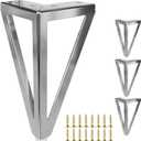 6 Inch Solid Metal Furniture Legs, Heavy Duty Silver Furniture Sofa Feet, DIY Replacement Couch Legs, Suitable for Sofas, Coffee Tables, Cabinets - with Rubber Floor Protectors (Set of 4)