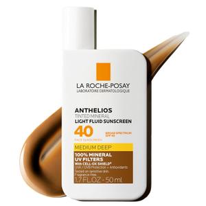 La Roche-Posay Anthelios Tinted Sunscreen SPF 40+, Broad Spectrum SPF + Antioxidants, Titanium Dioxide & Zinc Oxide Sunscreen, 4 Flexible Shades With No White Cast, Oil Free & Oxybenzone Free (Medium/Deep)