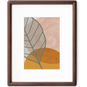 Axeman 8 x 10 Picture Frame - Solid Walnut Frame Matted to 5x7 - Rounded Corner Walnut Photo Frame 8 by 10 with Tempered Glass - Natural Wood Picture Frame with Removable Ivory Mat