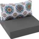 Outdoor Cushions for Patio Furniture 26.5x26.5, Outdoor Seat Cushions with Fade Resistant Waterproof Removable Cover, Replacement Deep Seat Couch Chair Cushion for Yard Garden Deck (Medium Grey)