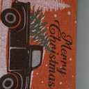 Lanpn Christmas Welcome Natural Coir Door Mat, Truck Lorry Large Coco Front Door Outdoor Doormat Outside Entrance Porch Non Slip Rubber Rug Winter Xmas Farmhouse Decor (Red, 36x24 inch)