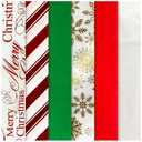 K-Kraft Christmas Tissue Paper for Gift Bags - Bulk Holiday Wrapping Paper - Hot-Stamped Printed and Solid - Red Foil Christmas Stripes Tissue Paper, 102 Sheets