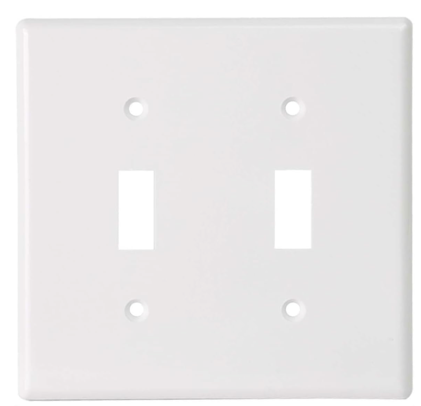 Toggle Light Switch Wall Plates 2-Gang Switch Electrical Cover Plate Unbreakable Thermoplastic Faceplate, White (2 Pack)