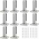 LukLoy 304 Stainless Steel Square Glass Spigots Pool Fence Spigot Clamp Home Garden Stairs Balustrade Railing Balcony Glass Floor Clamp (10 Pieces x 960g Brush)