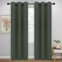 Easy-Going Blackout Curtains for Bedroom, Solid Thermal Insulated Grommet and Noise Reduction Window Drapes, Room Darkening Curtains for Living Room, 2 Panels (42x95 in, Greyish Green)
